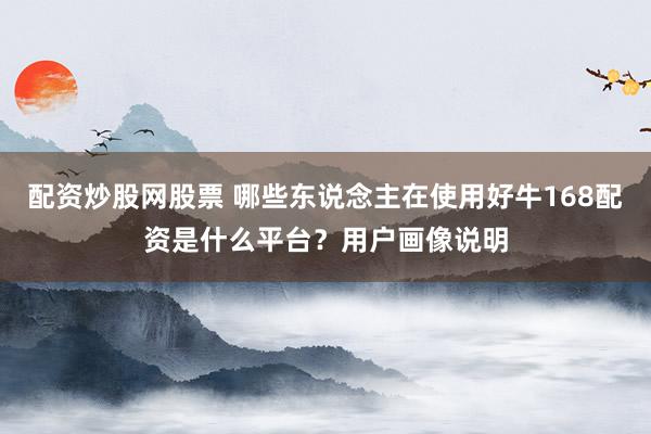 配资炒股网股票 哪些东说念主在使用好牛168配资是什么平台？用户画像说明