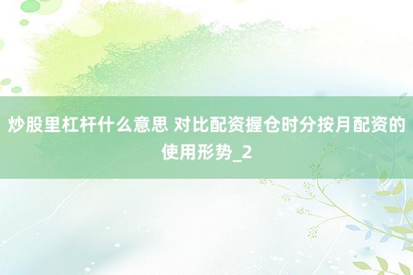 炒股里杠杆什么意思 对比配资握仓时分按月配资的使用形势_2